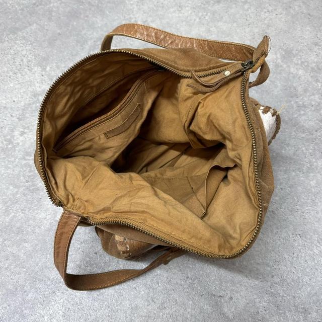 Cow hide leather satchel bag