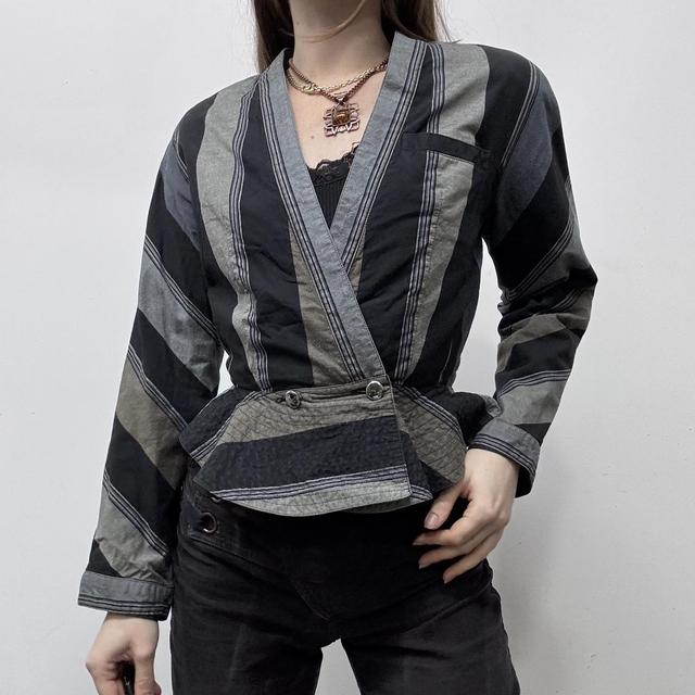 Pinstripe flared cropped jacket