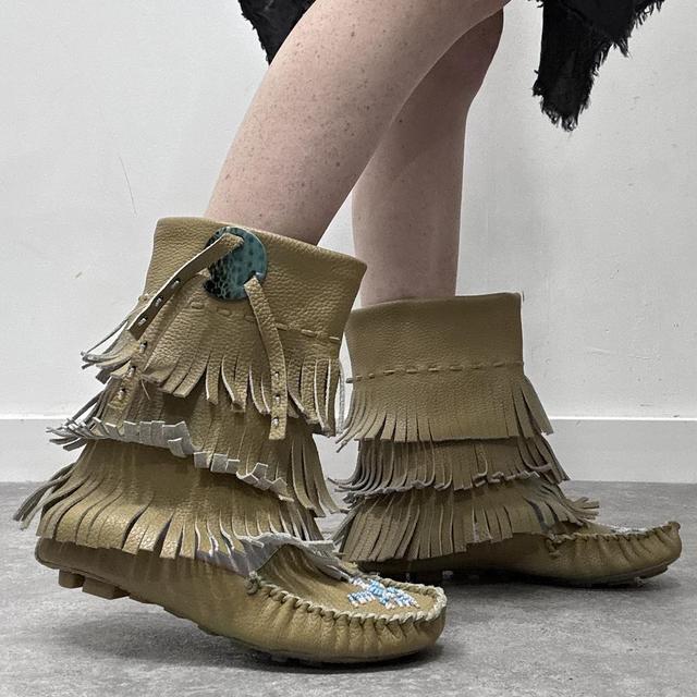 Tassel boho leather boots