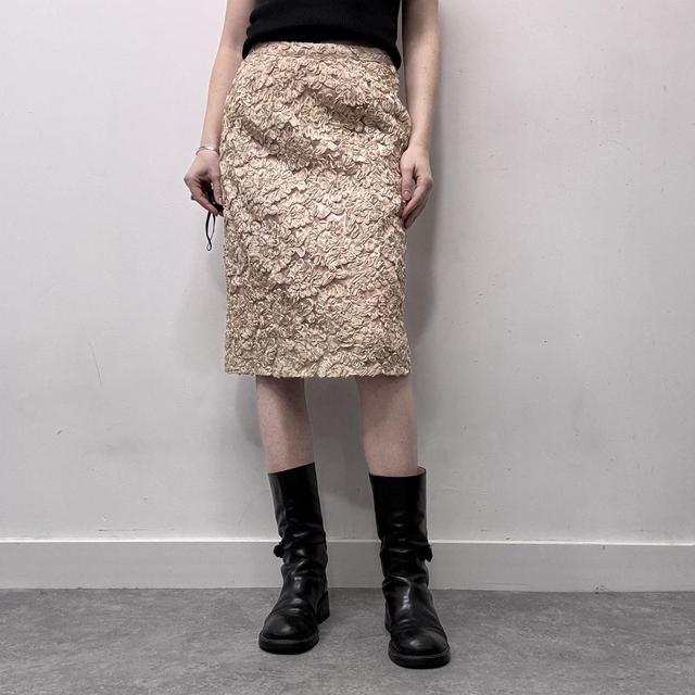 Cream lace coquette midi skirt