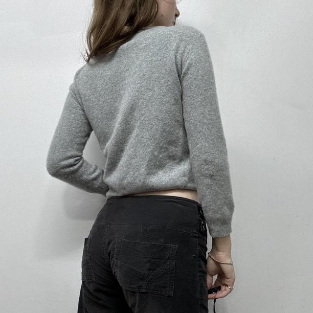 Grey wool knitted cropped jumper