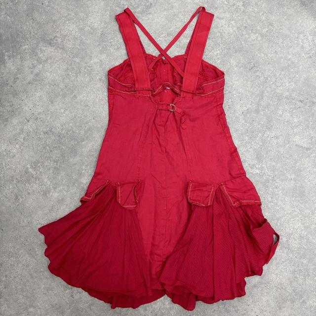 Layered red cargo pinstripe dress