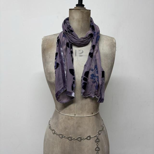 Velvet sheer floral silk scarf