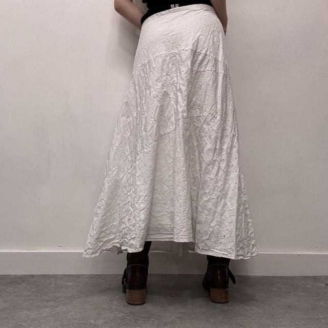 White cotton tiered midi skirt