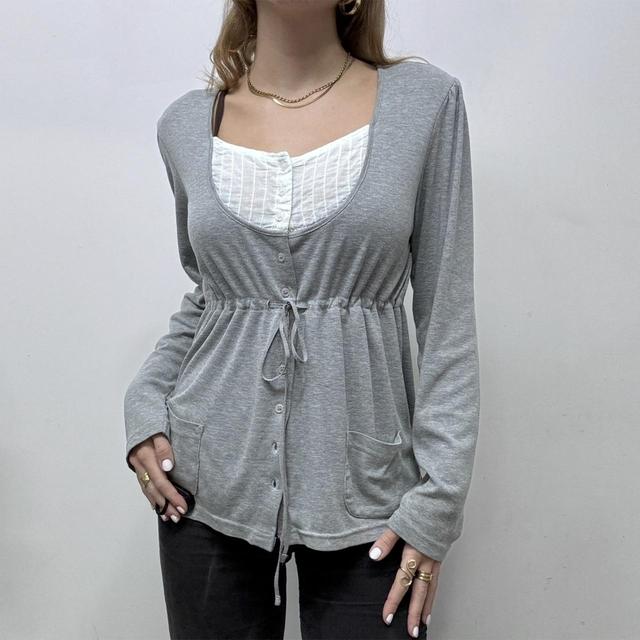 Slouchy lace grey blouse
