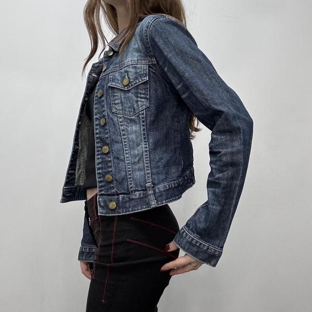 Distressed cropped denim jacket