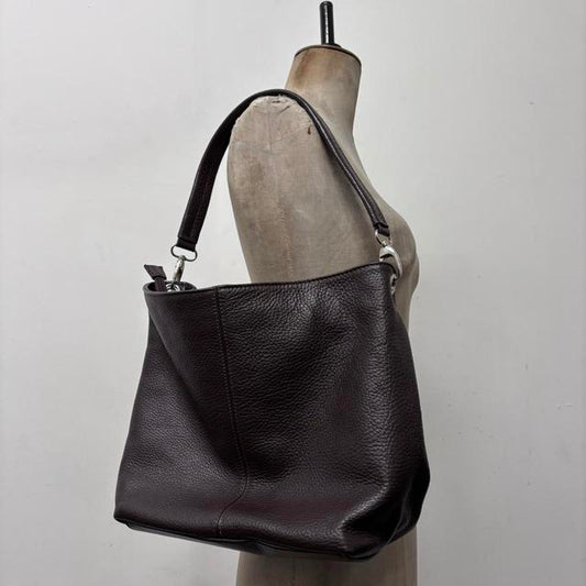 Dark brown leather slouchy shoulder bag