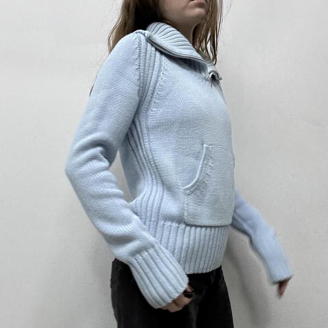 Pale blue chunky knit oversized jumper