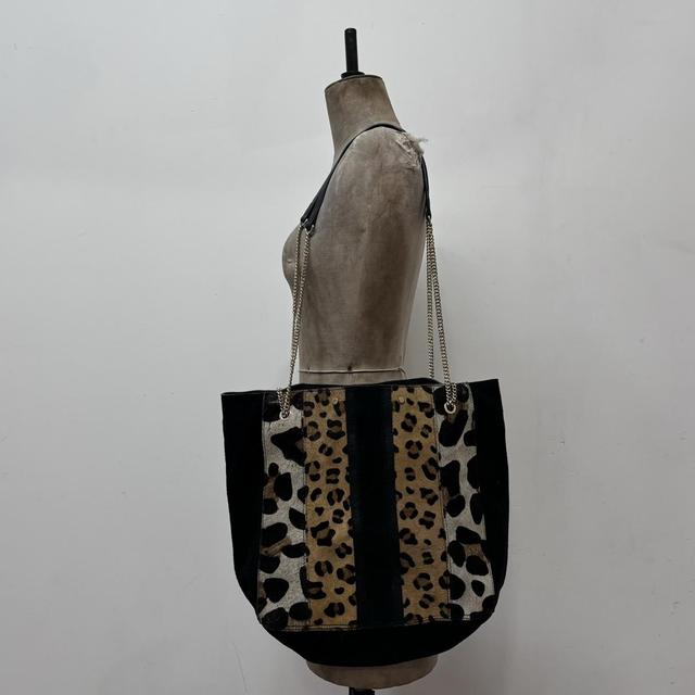 Leopard print suede handbag
