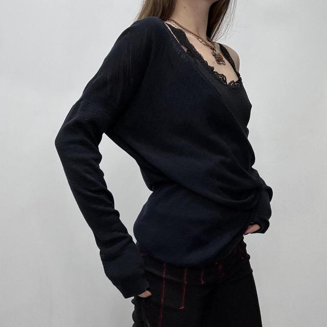 Navy knitted slouchy wrap jumper