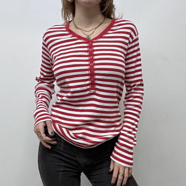Ribbed stripe slouchy T-shirt