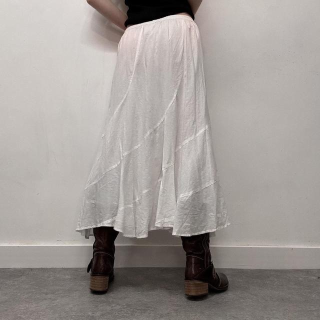 White cotton floral embroidered skirt