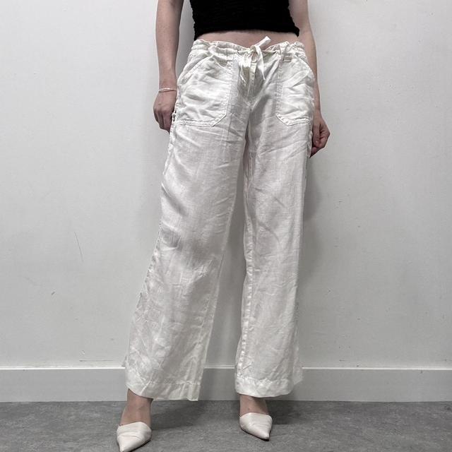 White linen wide oversized trousers