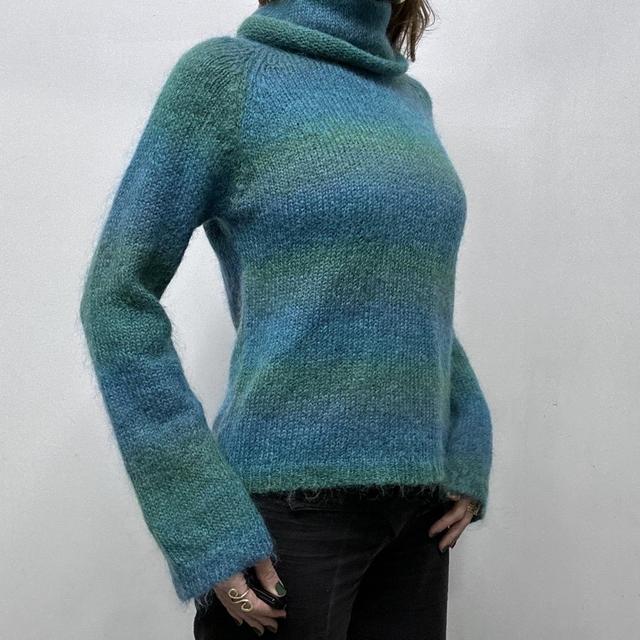 Blue striped mohair knit jumper
