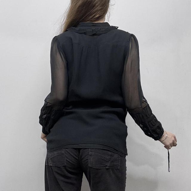 Sheer lace silk black gothic shirt