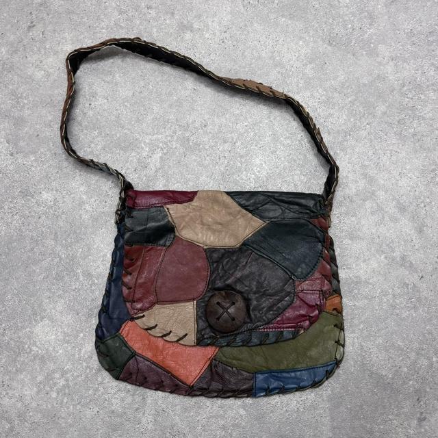 Patchwork leather hippy bag