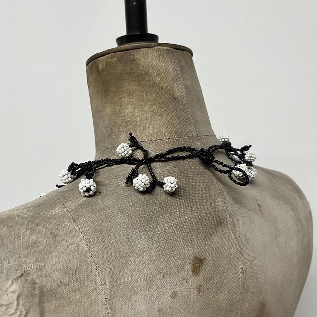 Beaded flower cherry necklace
