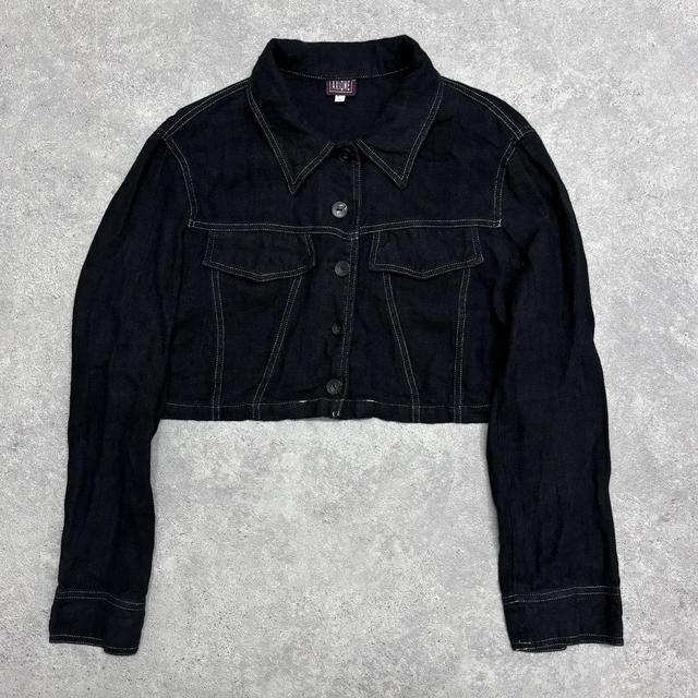 Cropped black linen jacket