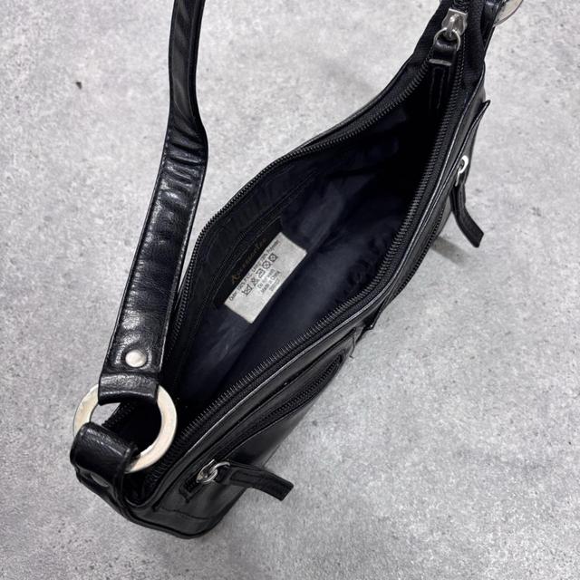 Structured black leather shoulder bag