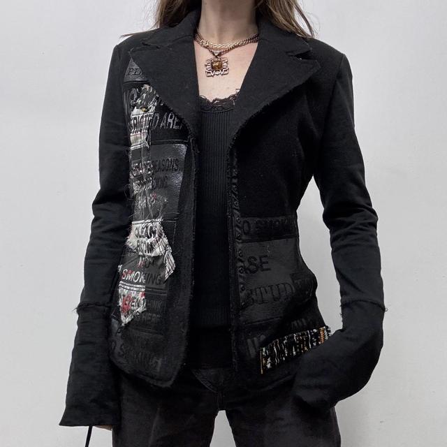 Black graphic flared jacket blazer