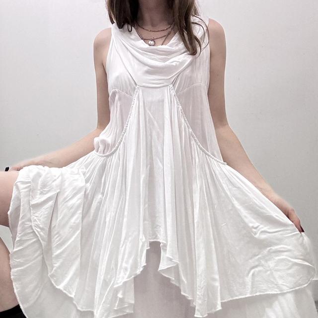 White drape layered dress