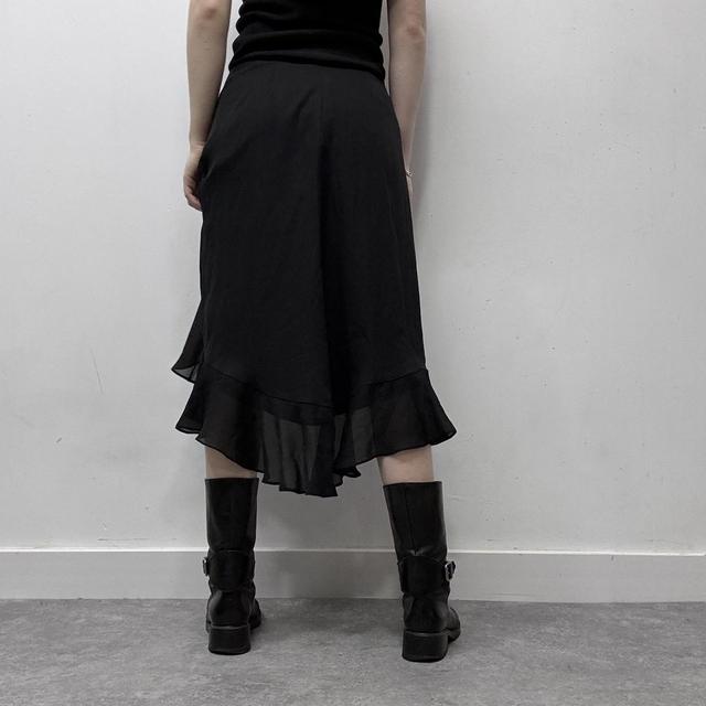 Black sheer layered midi skirt