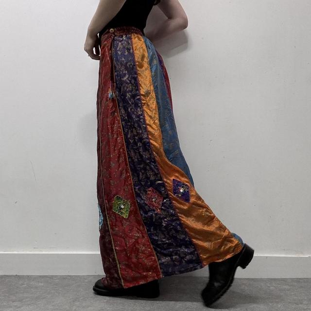 Silk paisley hippie maxi skirt