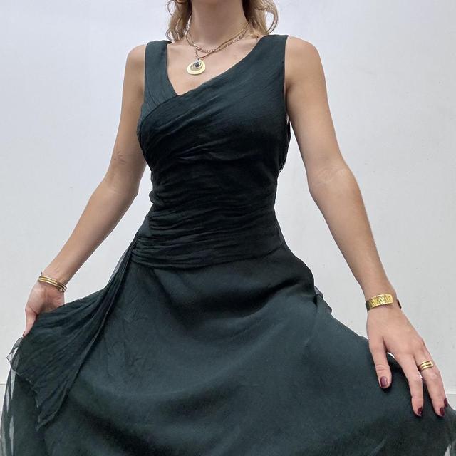 Asymmetrical sheer layered lace dress