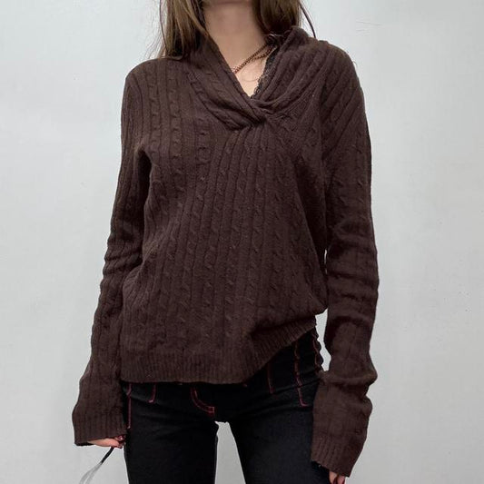 Slouchy brown knit jumper