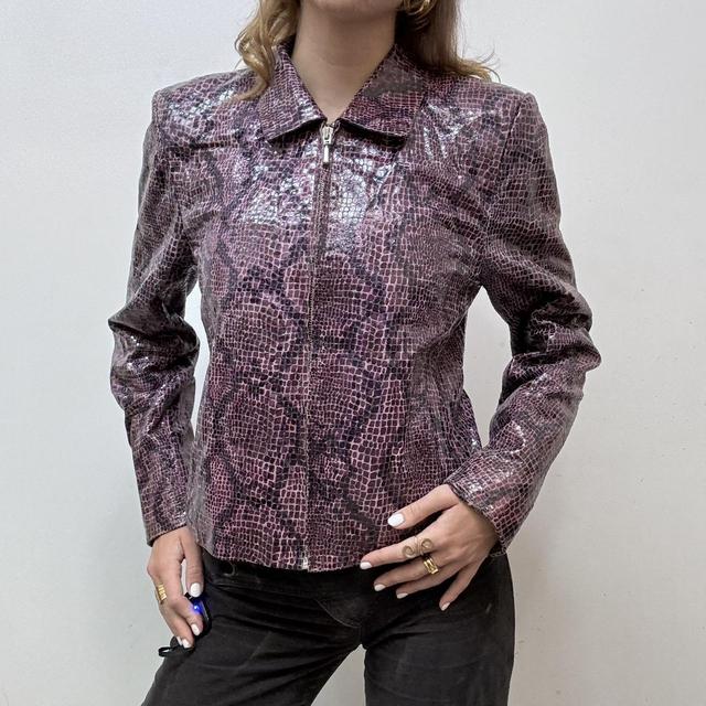 Purple snakeskin leather jacket