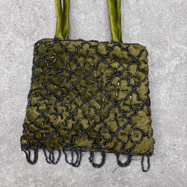 Khaki green velvet mini bag