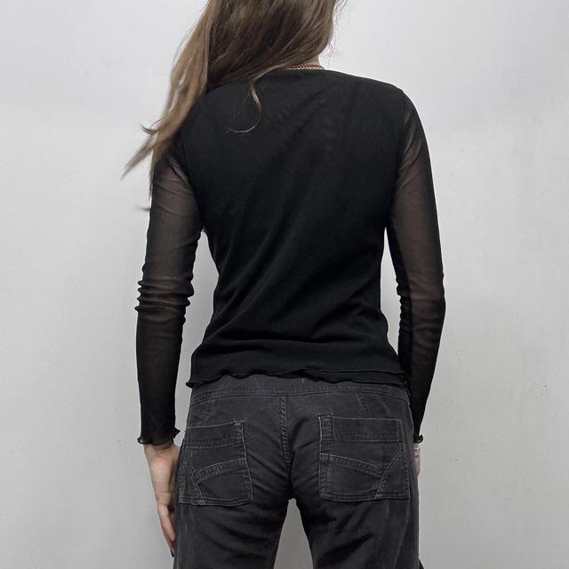 Black sheer mesh mohair wool tshirt