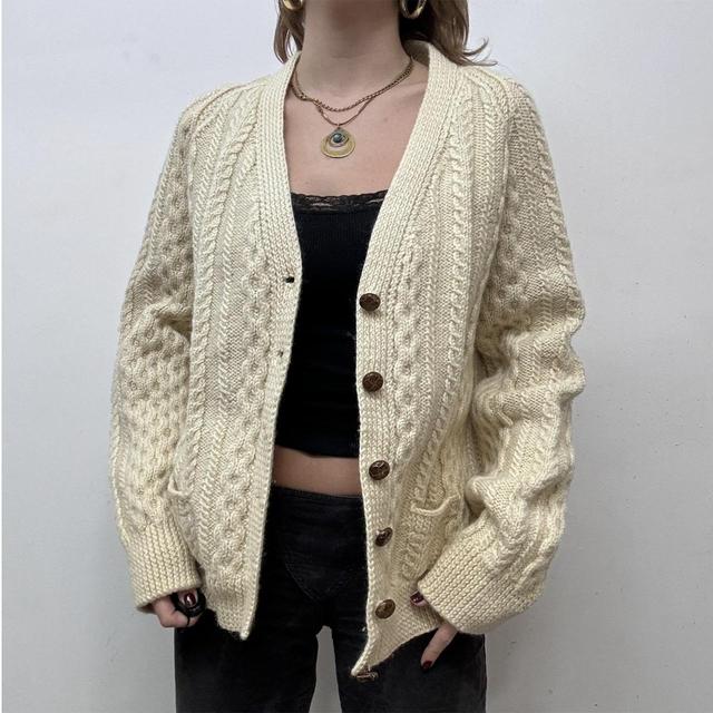 Cable knit oversized cardigan