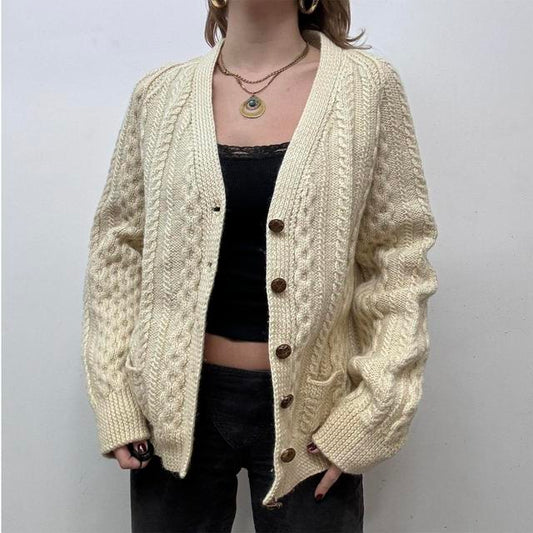 Cable knit oversized cardigan