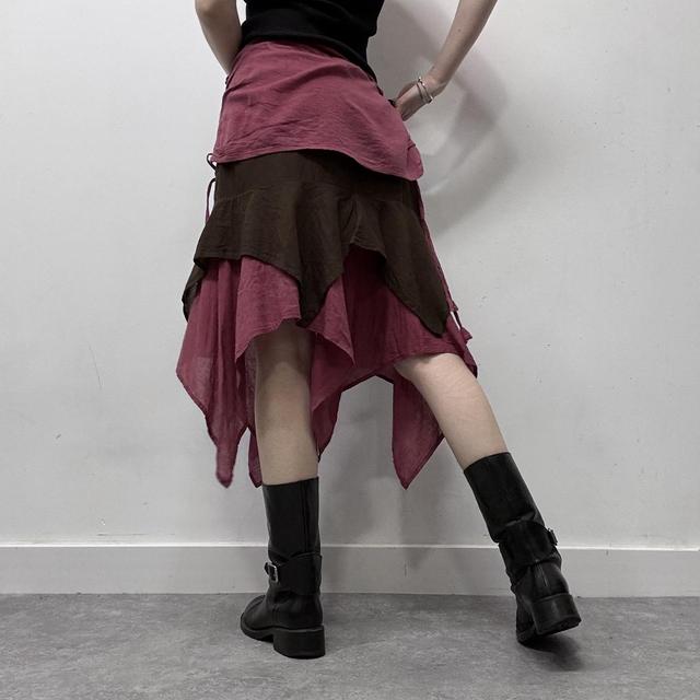 Pink asymmetric corset layered skirt