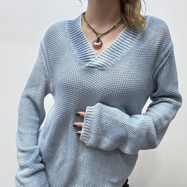 Distressed wash texture knit jumper