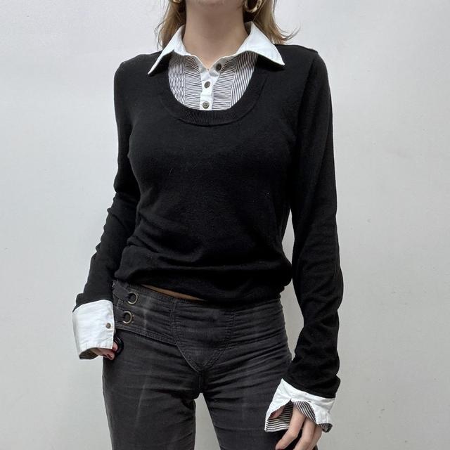 Pinstripe shirt office-core jumper