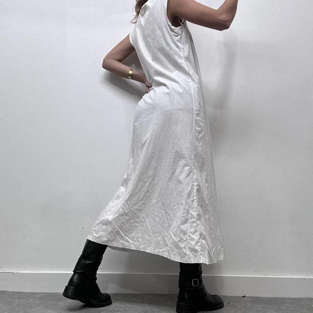 White cotton embroidered antique maxi dress