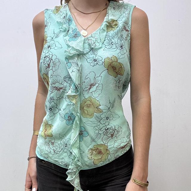 Vintage floral fairy silk flutter top
