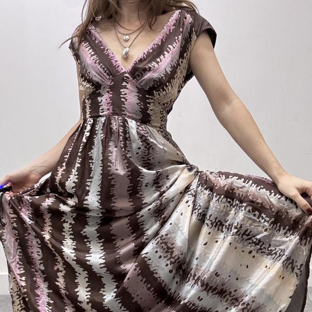 Silk patterned floaty maxi dress