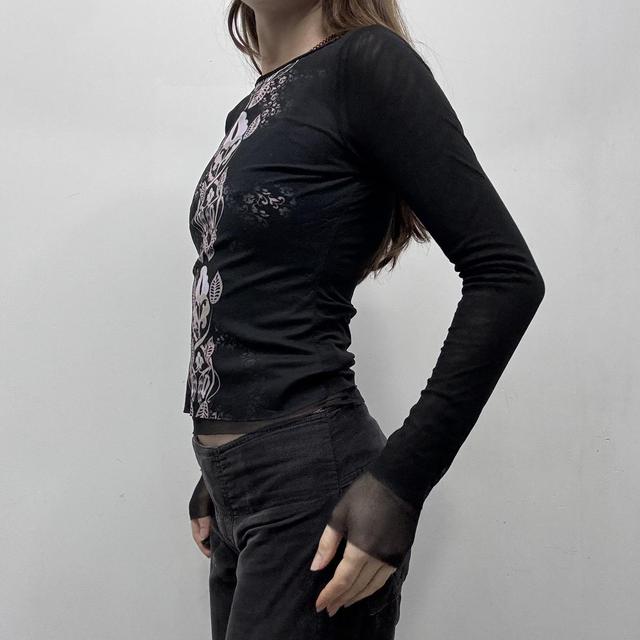 Black sheer mesh patterned shirt