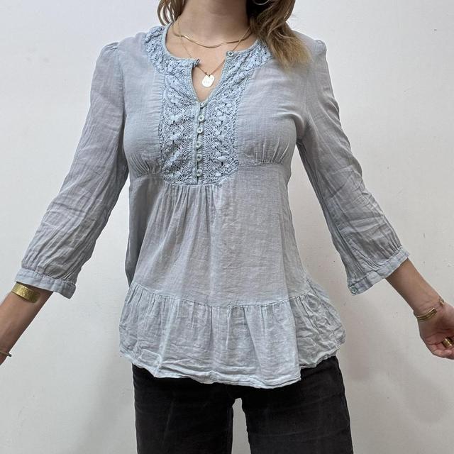 Vintage lace blue blouse