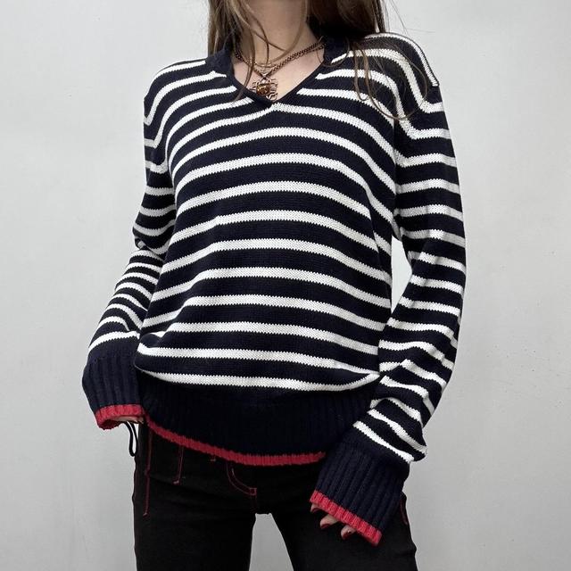 Knitted striped slouchy oversized jumper