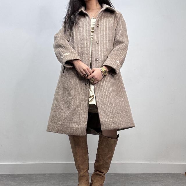 Pinstripe wool slouchy trench coat