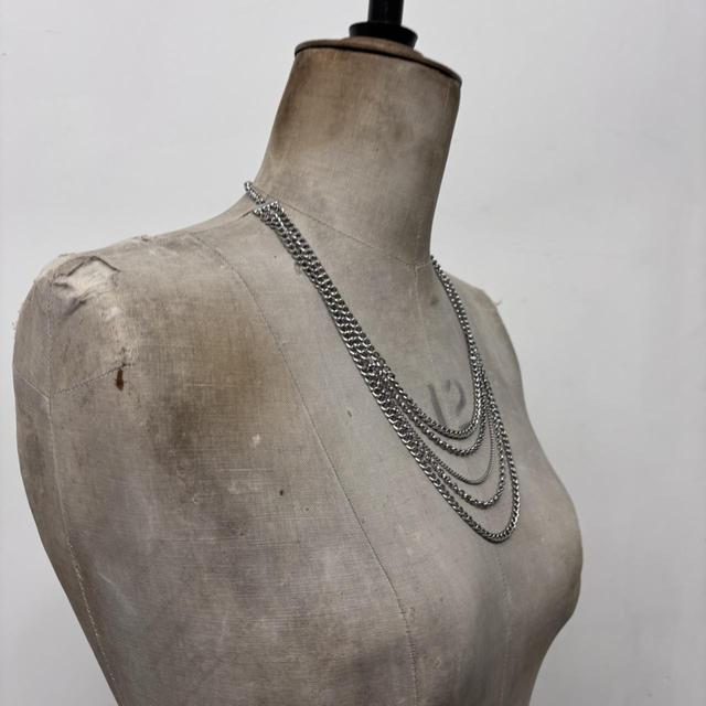 Layered silver chain necklace
