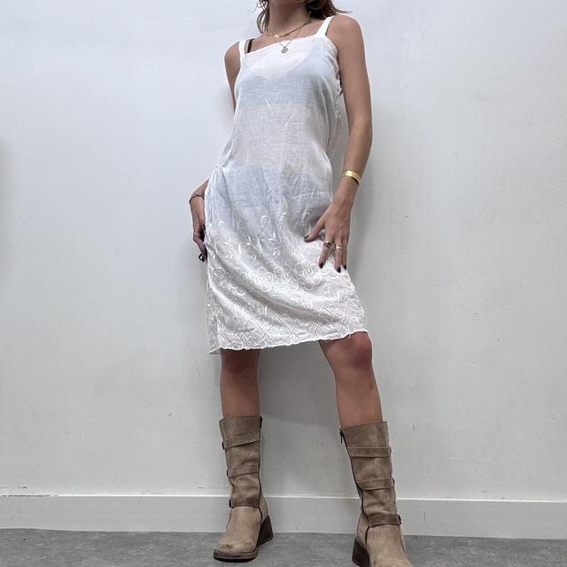 Antique white embroidered slip dress