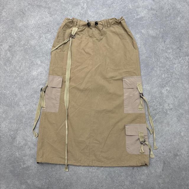Tan flared cargo utility skirt