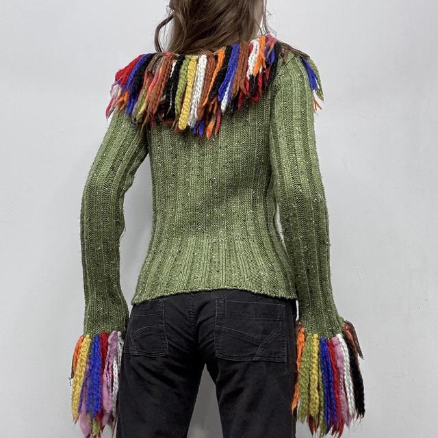 Ribbed knit tassel flared cardigan