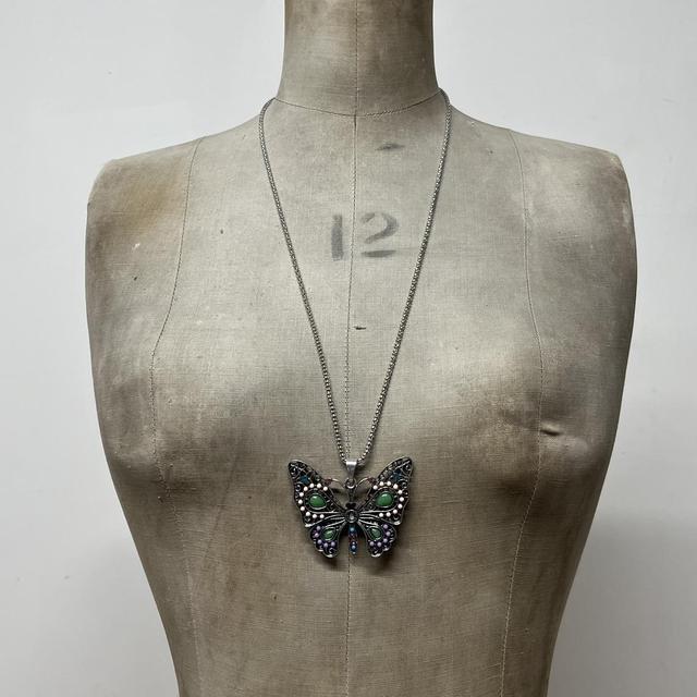 Regency butterfly flower gem necklace