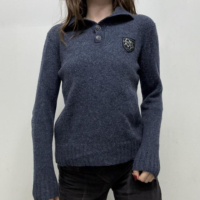 Blue wool preppy jumper